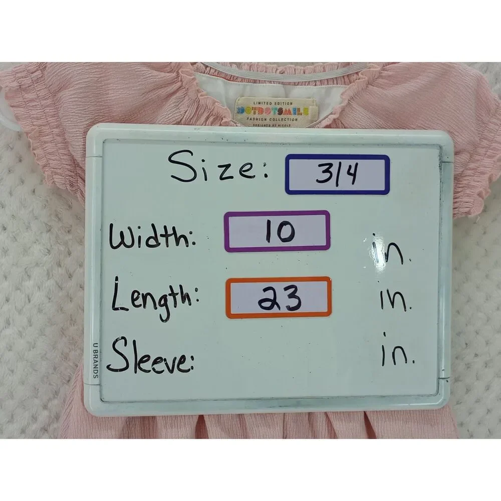 Dot Dot Smile Limited Edition Girls 3/4 Pink Smocked Party Dress